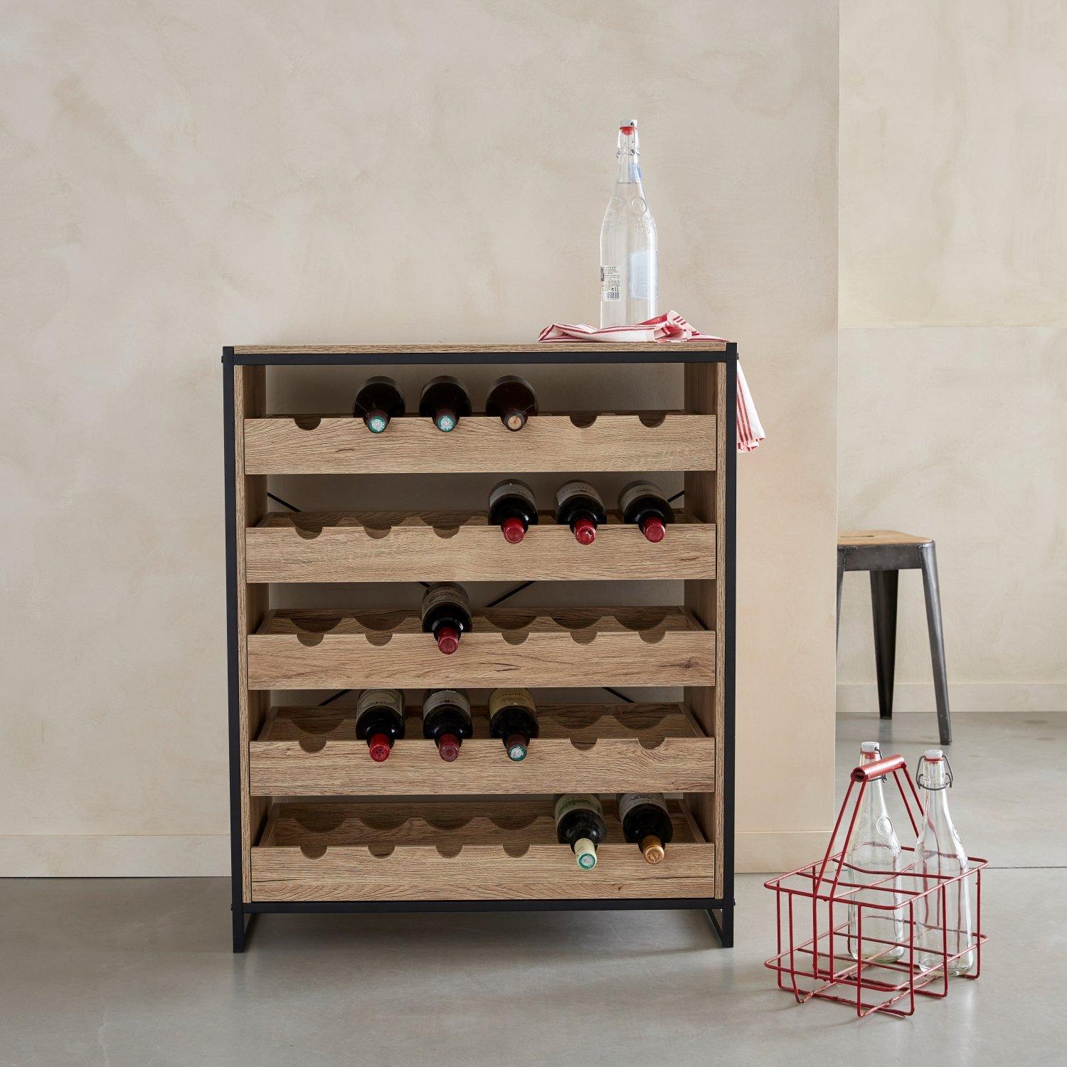 Metal And Wood-effect Wine Rack With 5 Shelves